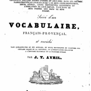 Dictionnaire Provençal-Français suivi d'un Vocabulaire