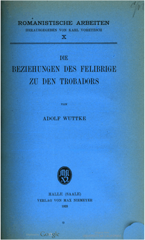 Die Beziehungen des Felibrige zu den Trobadors