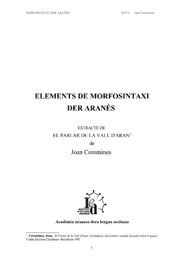 Elements de morfosintaxi der aranés